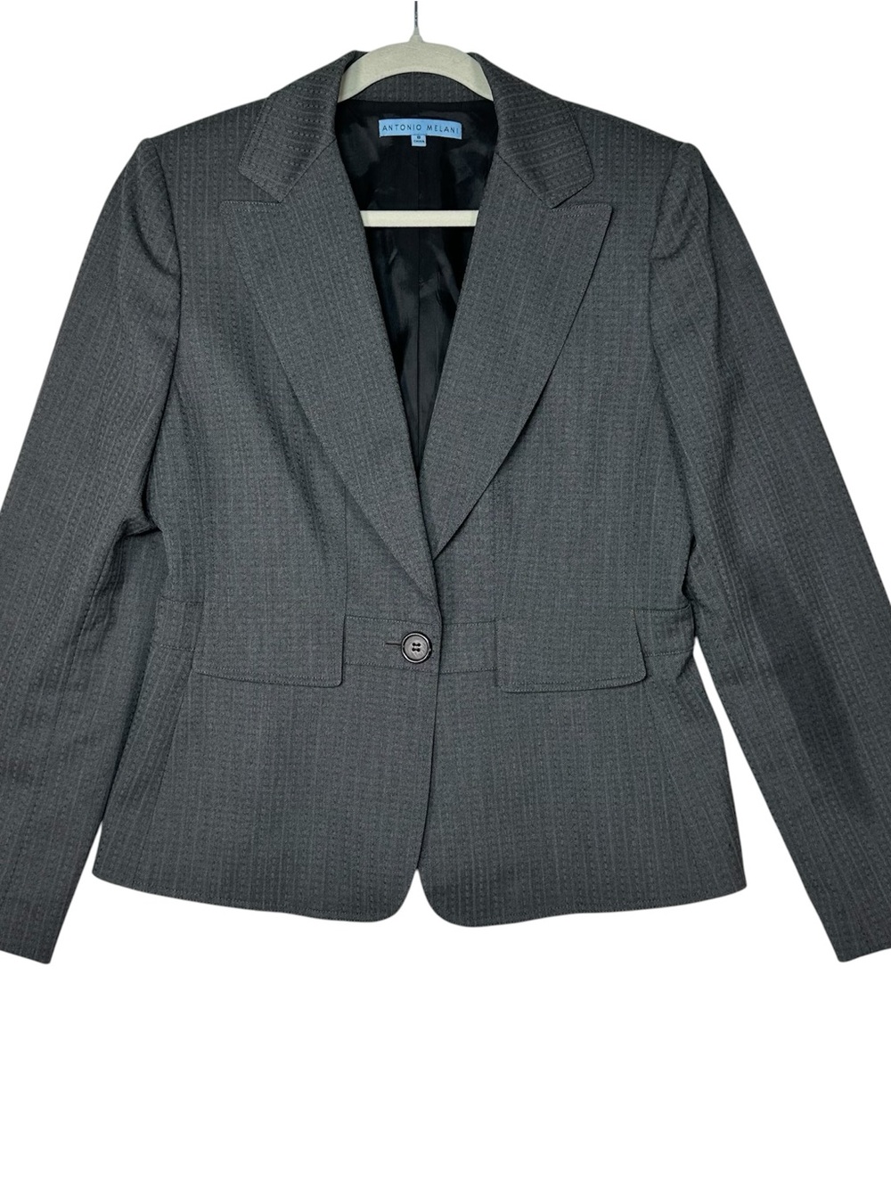ANTONIO MELANI Gray Textured Blazer Jacket 8 Quiet Luxury Corpcore Structured